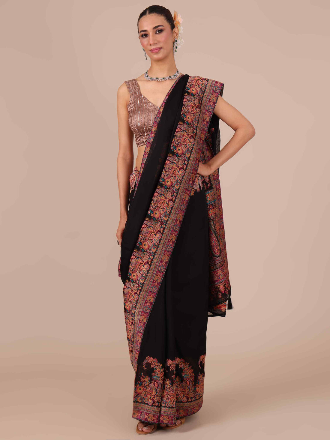 party wear black saree