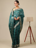 Peacock Green Silk Saree - House of Surya