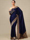 Azure Satin Silk Saree - House of Surya