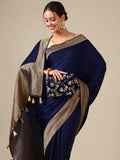 Azure Satin Silk Saree - House of Surya