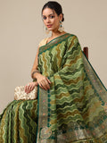 Mehandi Green Satin Organza Saree