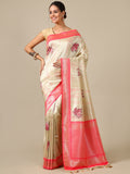 Pink Ivory Silk Saree