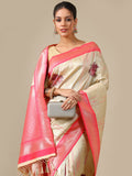 Pink Ivory Silk Saree