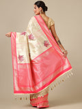 Pink Ivory Silk Saree