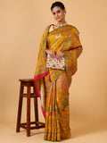 Bright Mustard Dola Silk Saree