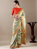 Mint-Green Dola Silk Weave SAREE - House of Surya