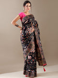 Black Silk Weaving Saree - House of Surya