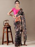 Black Silk Weaving Saree - House of Surya