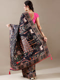 Black Silk Weaving Saree - House of Surya