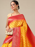 Vibrant Yellow Dola Silk Saree