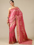 Rose Satin Silk Saree - House of Surya