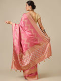 Rose Satin Silk Saree - House of Surya