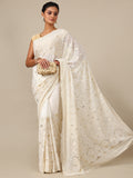 Ivory Georgette Saree with Gold Sequins