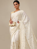 Ivory Georgette Saree with Gold Sequins