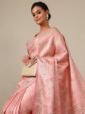 Blush Pink Satin Silk Saree