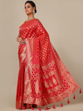 Vibrant Rani Red Dola Silk Saree