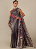 Elegant Grey Dola Silk Saree - House of Surya