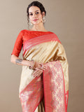 Ivory Rani Silk Saree