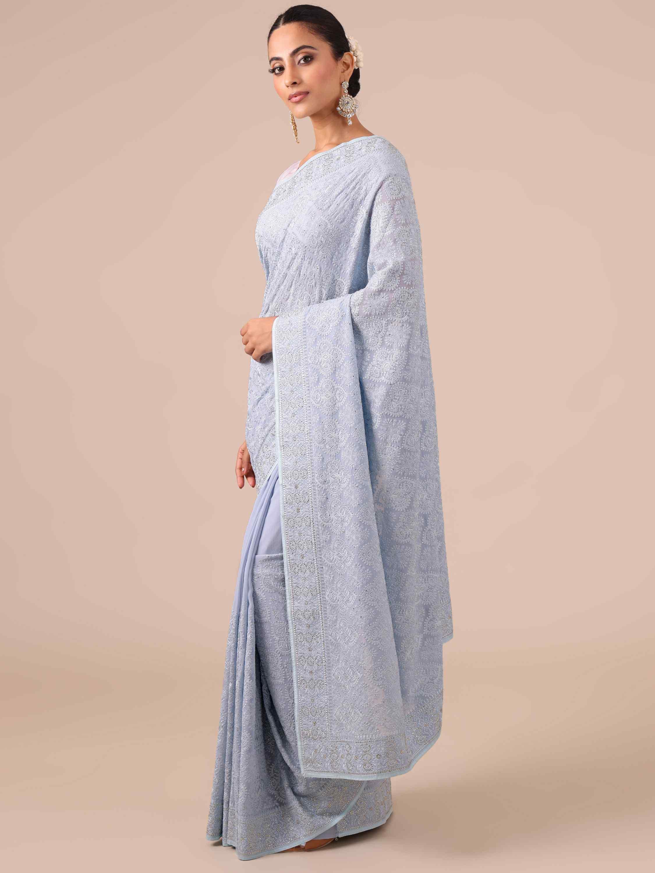 Chikankari Georgette Saree - House of Surya