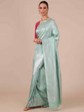 Sea Green Silk Saree with Matching Unstitched Blouse