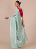 Sea Green Silk Saree with Matching Unstitched Blouse