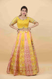 Yellow Banarsi Silk Lehenga Choli with Rani Dupatta