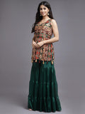 Green Color Sharara with Matching Dupatta