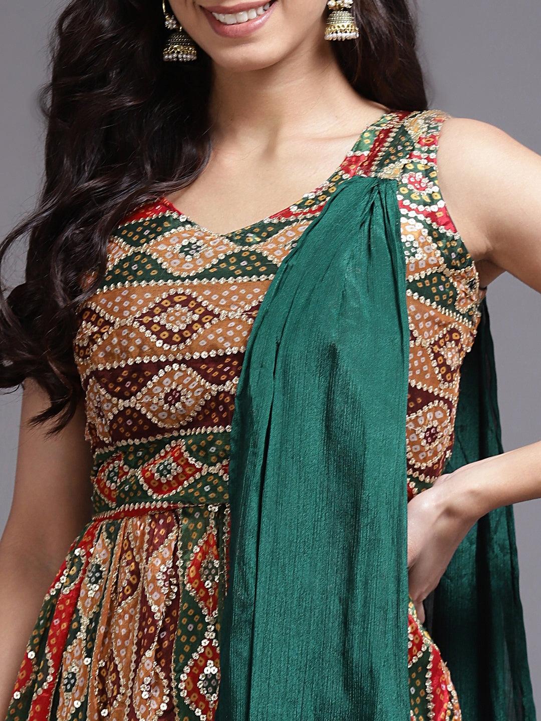 Green Color Sharara with Matching Dupatta