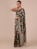 Peacock Blue Silk Saree - House of Surya