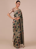 Peacock Blue Silk Saree - House of Surya