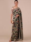 Peacock Blue Silk Saree - House of Surya