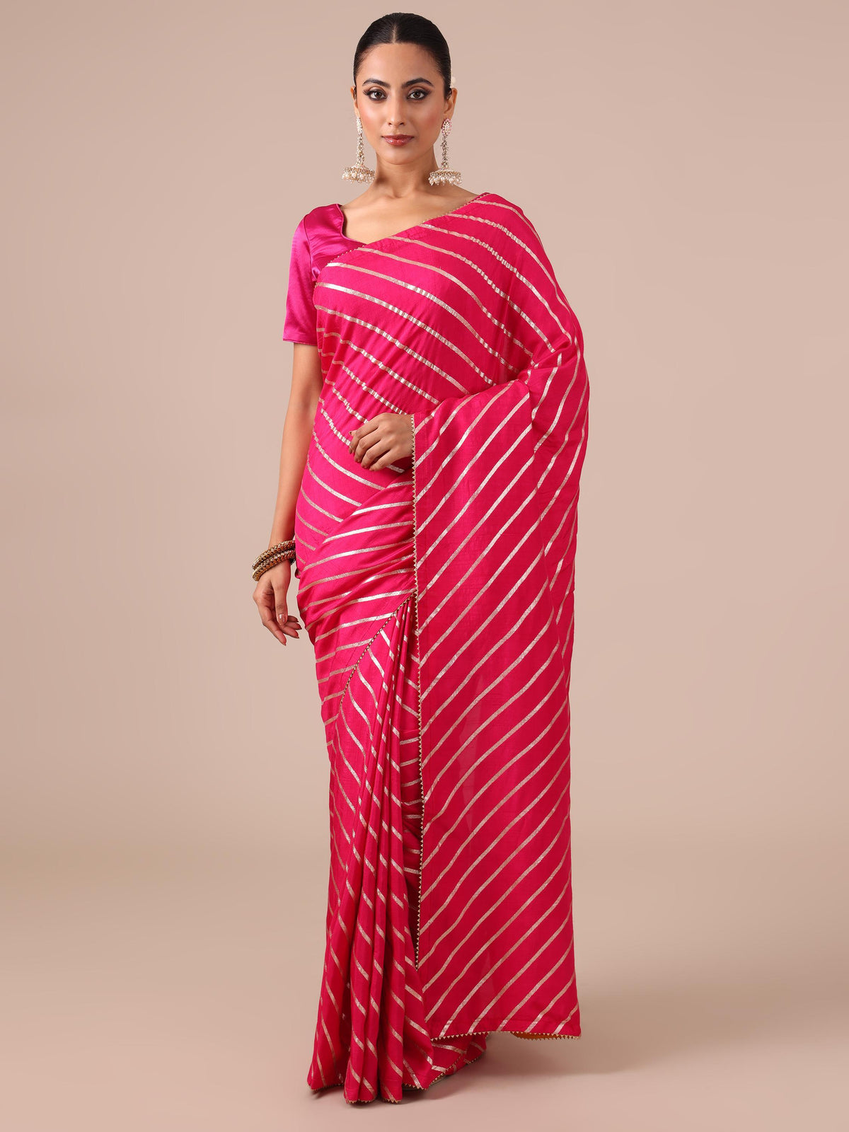 Red Dola Silk Saree with Leheriya Print