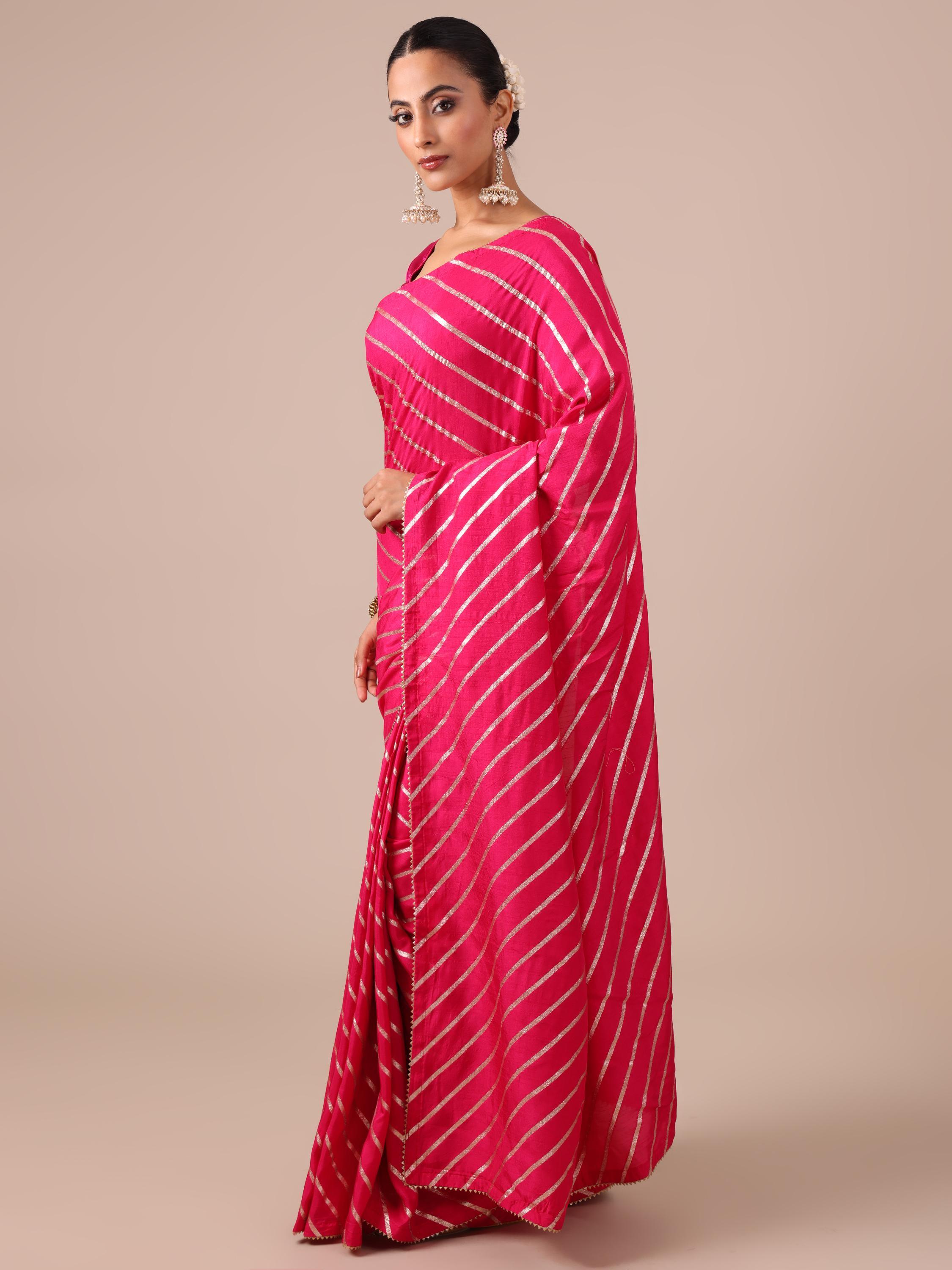 Red Dola Silk Saree with Leheriya Print