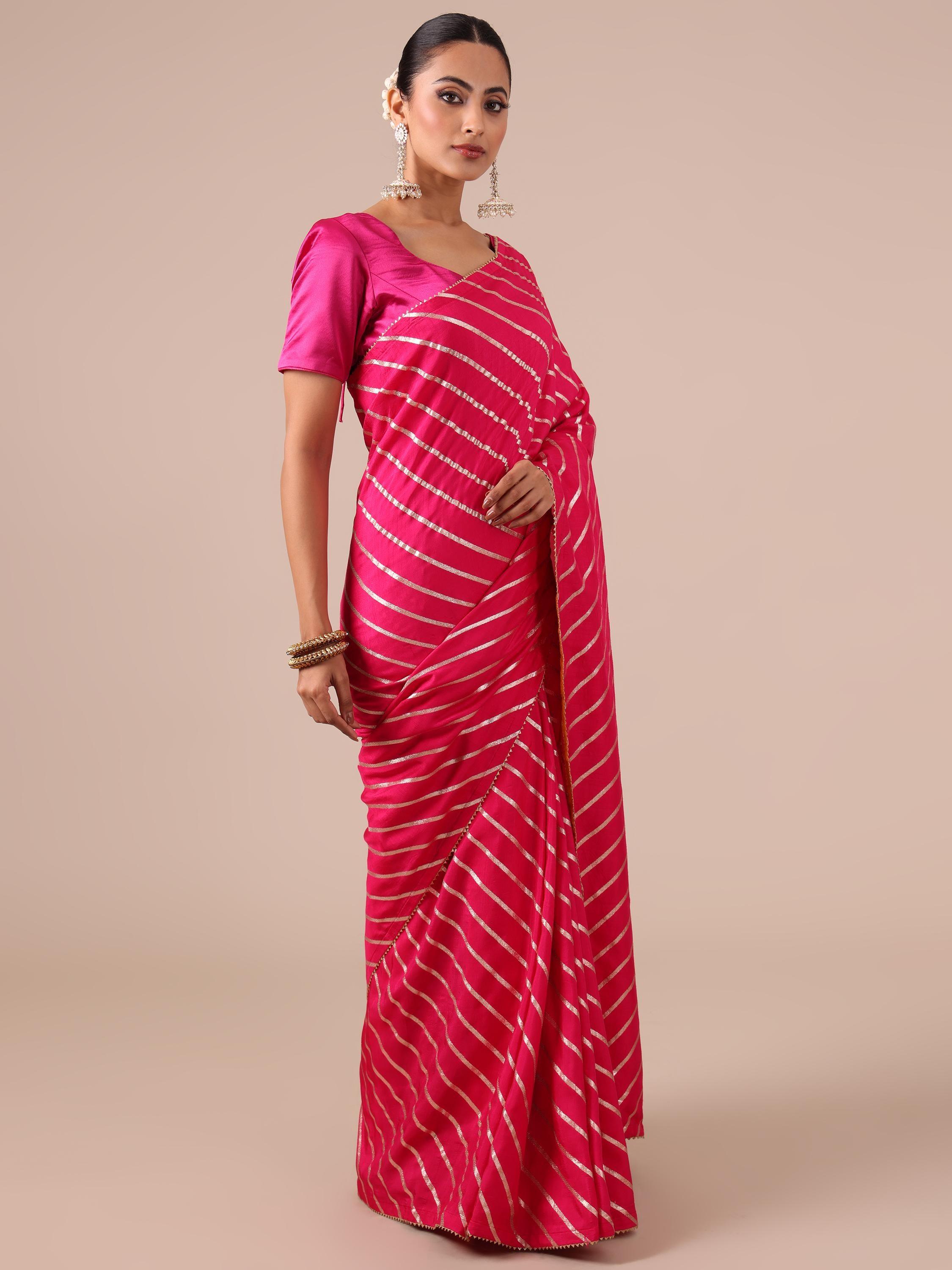 Red Dola Silk Saree with Leheriya Print