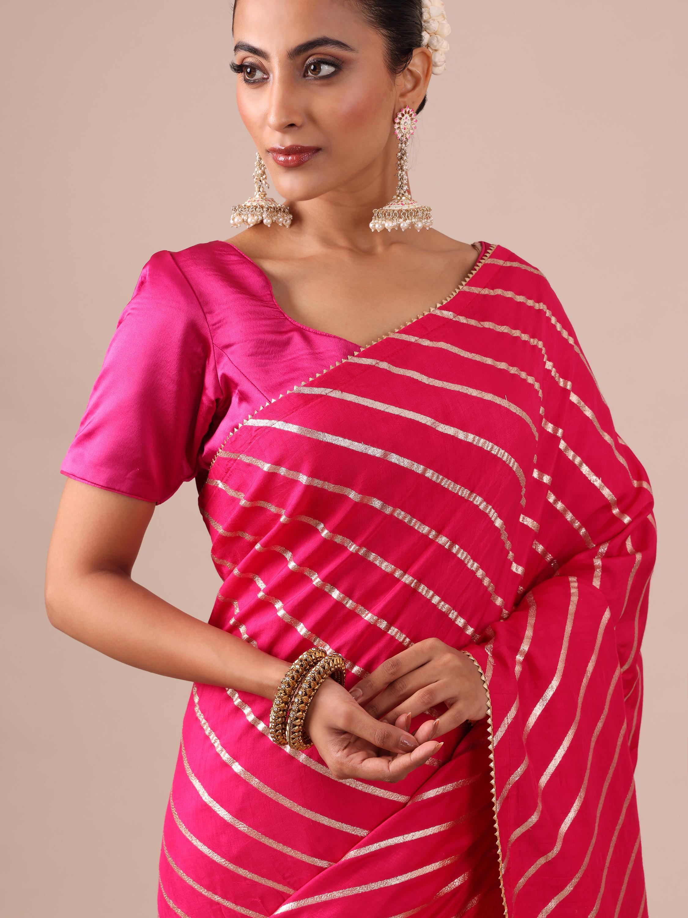 Red Dola Silk Saree with Leheriya Print