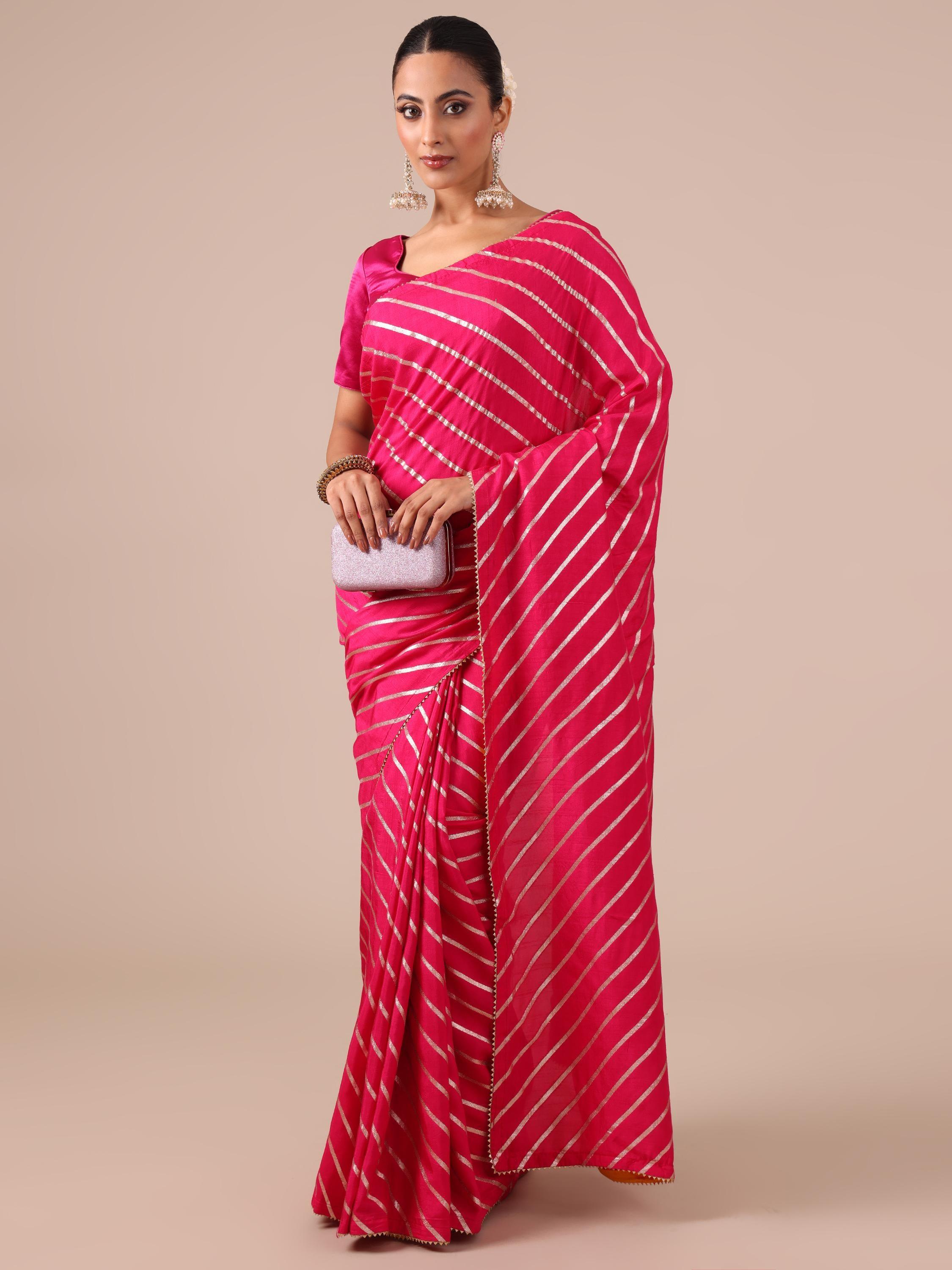 Red Dola Silk Saree with Leheriya Print