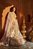 Ivory Lehenga Choli with Zardozi, Sequins, and Cutdana Work