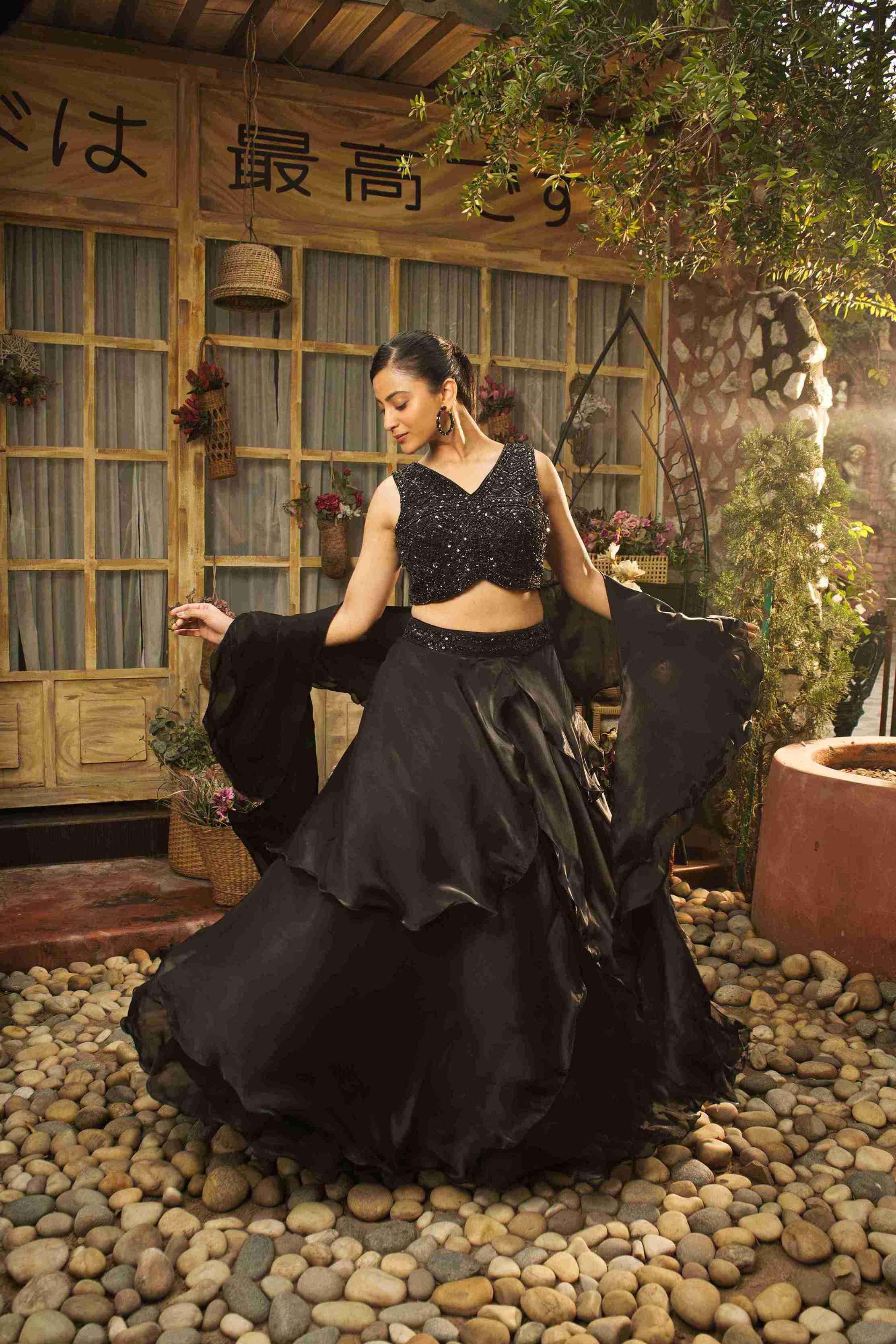 Black Color Lehenga Choli With Cut Dana & Sequins Work