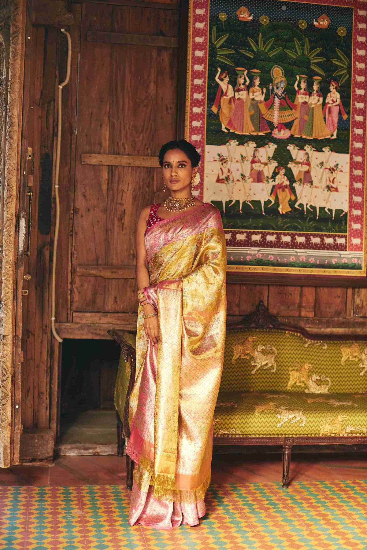 Pure Tissue Kanjivaram Silk Sarees with Meenakari and Zari Weaving