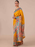 Mustard Color Silk Saree with Unstitched Blouse