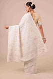 Cream Color Organza Saree with Chikan Kari Work