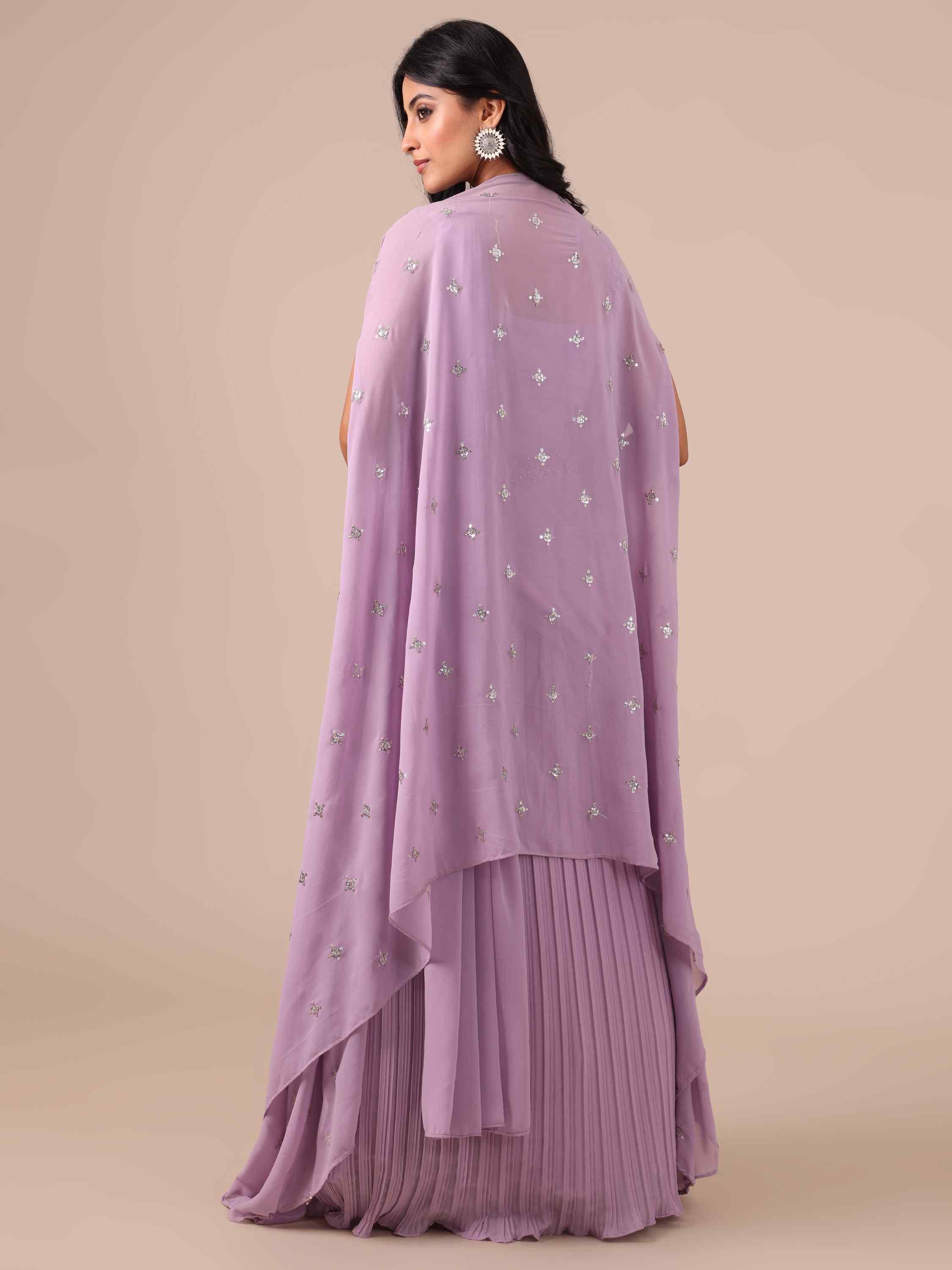 Lavender Color Georgette Drape Lehenga with Jacket