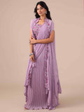 Lavender Color Georgette Drape Lehenga with Jacket