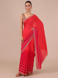 Rani Color Chinon Saree with Matching Unstitched Blouse