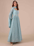 Ice Blue Georgette Anarkali with Matching Dupatta