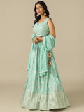 Ice Blue Chikankari Lehenga Choli with Matching Dupatta