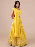 Yellow Dola Silk Lehenga Choli with Chikankari Work