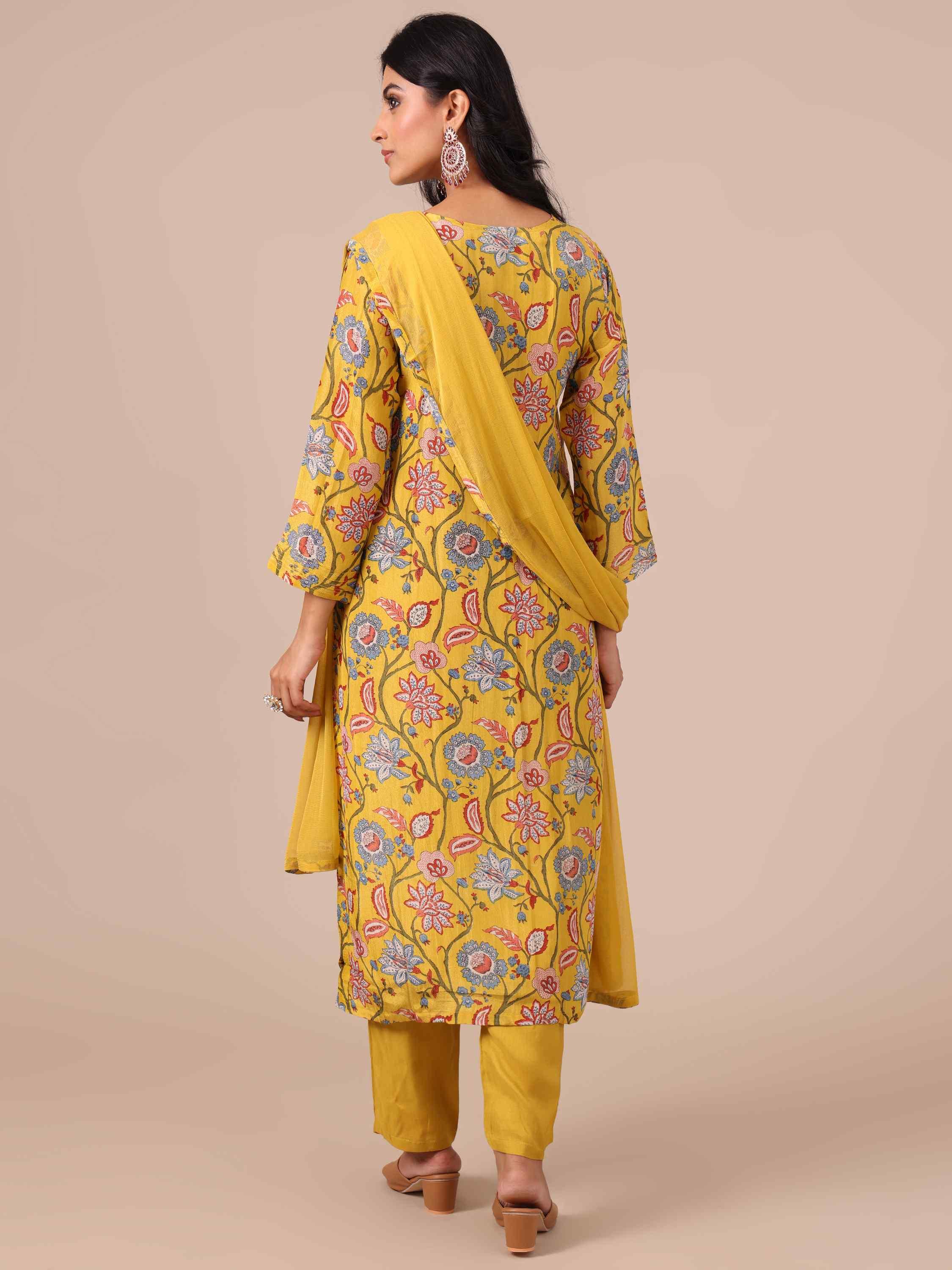 Yellow Suit In Thread, Sequins & Cutdana Work