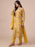 Yellow Suit In Thread, Sequins & Cutdana Work