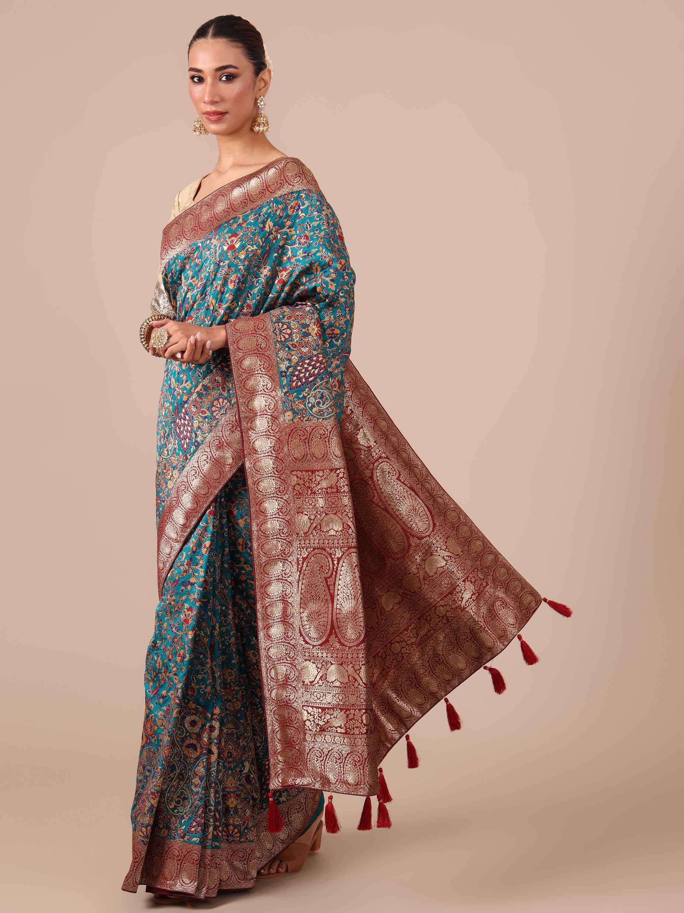 Peacock Dola Silk Saree - House of Surya